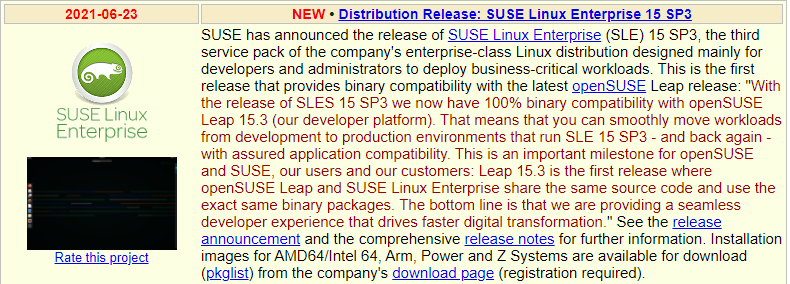 NEW • Distribution Release: SUSE Linux Enterprise 15 SP3