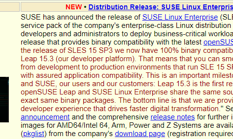 NEW • Distribution Release: SUSE Linux Enterprise 15 SP3