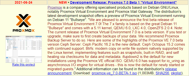 Development Release: Proxmox 7.0 Beta 1 "Virtual Environment"