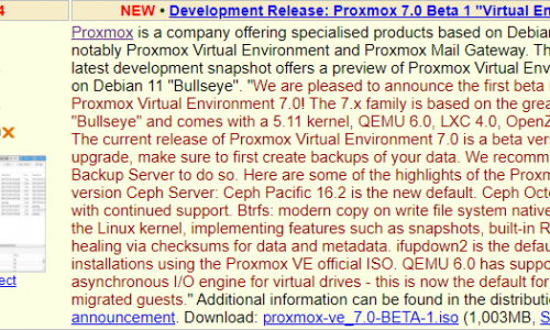 Development Release: Proxmox 7.0 Beta 1 "Virtual Environment"